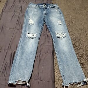 Judy Blue Light Blue Distressed Straight Leg Jeans